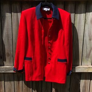 Red knit St.John by Marie Gray vintage sweater.
